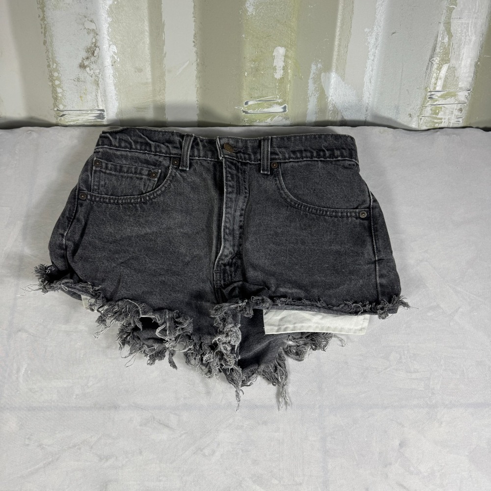 Levi's 505 Womens Cut-Off Shorts Black Denim Raw Denim 5-Pocket Zip Fly Comfort